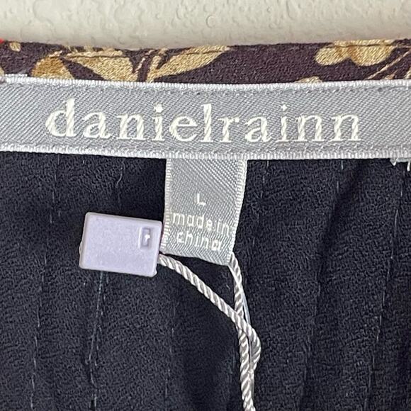 NWT Daniel Rainn‎ L Brown Red Floral Knit Top – Quilted Detail Peplum Boho Chic - Picture 7 of 9